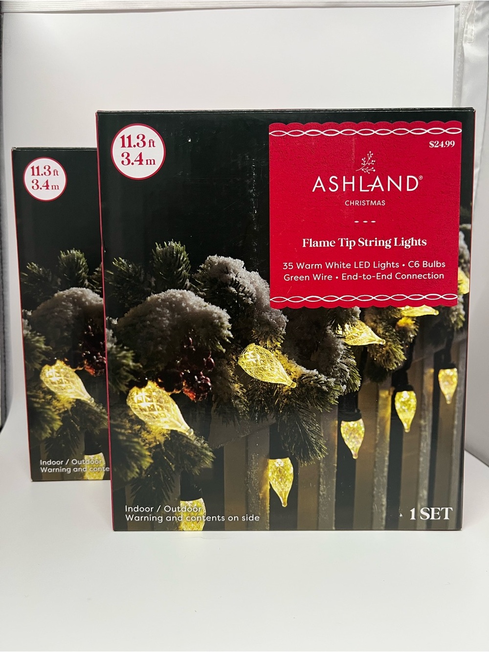 Ashland Warm White Flame Tip String Lights with Green Wire